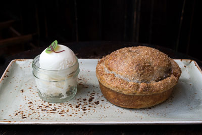 A decadent dessert served with ice cream from Gramercy Tavern